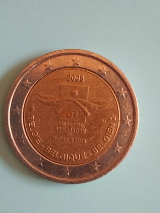 Moneda 2 Euros Bélgica 2008 Derechos Humanos
