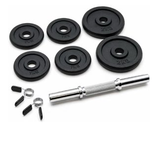 Gimnasio multifunción con discos, mancuernas..