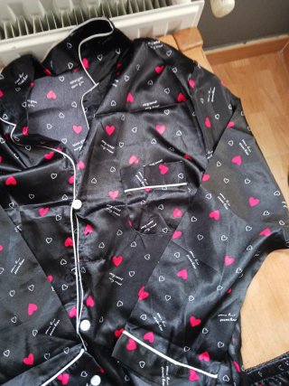 Pijama Corazones Negro Talla XXL