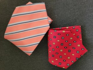 2 Corbatas Seda Natural Roja y Naranja