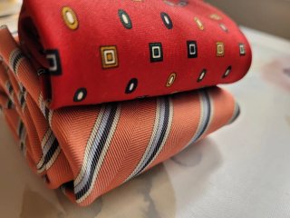 2 Corbatas Seda Natural Roja y Naranja
