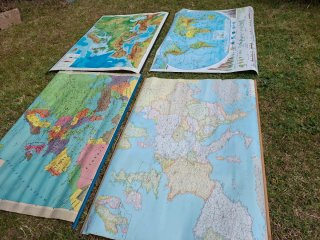 Set 4 Grandi Carte Geografiche Vintage