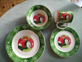 Set Vajilla Infantil Navidad Muñeco Nieve