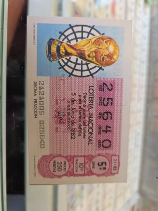 Cupón Lotería Nacional Copa del Mundo 1982