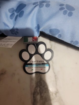 Cuscino per animali blu con impronte