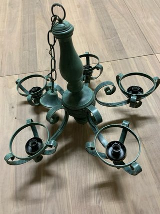 Lámpara colgante verde metal