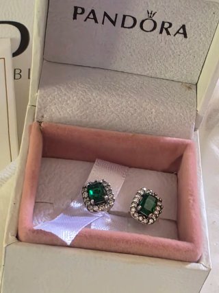 Pendientes Esmeralda Plata
