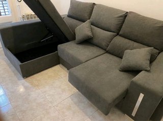 Sofá modular gris tela