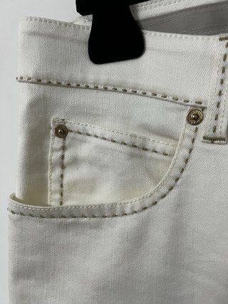 Armani Collezioni Pantaloni Lino Bianco Taglia L/X