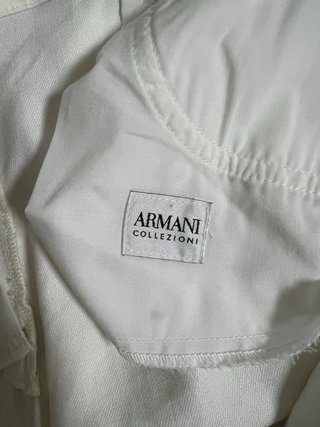 Armani Collezioni Pantaloni Lino Bianco Taglia L/X