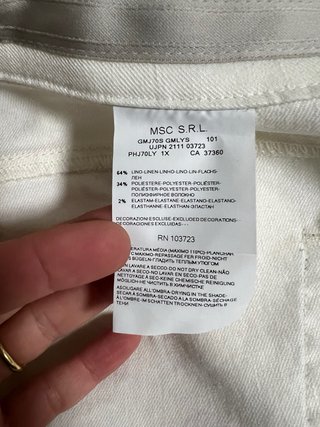 Armani Collezioni Pantaloni Lino Bianco Taglia L/X