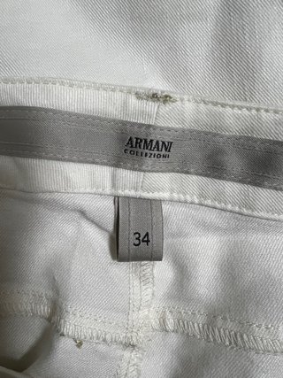Armani Collezioni Pantaloni Lino Bianco Taglia L/X