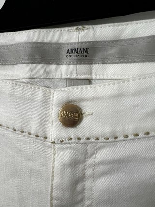 Armani Collezioni Pantaloni Lino Bianco Taglia L/X