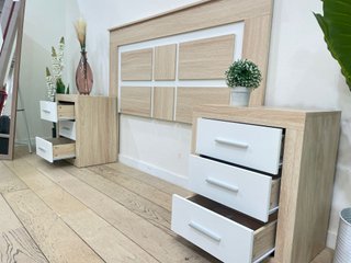 Cabecero + 2 Mesitas de Noche Madera
