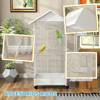 Jaula para Pájaros con Ruedas 79x65x155 cm