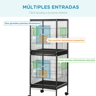 Jaula para Pájaros 2 Niveles con Ruedas