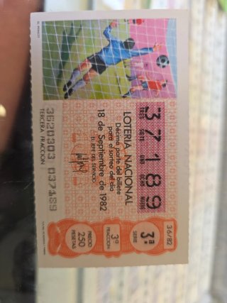 Lotería Nacional 18 Septiembre 1982
