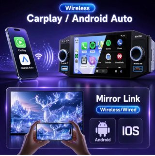 Radio Coche Pantalla Táctil 1 Din CarPlay Android