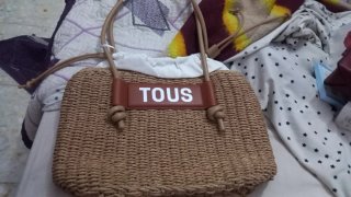 Bolso de rafia Tous beige y marrón