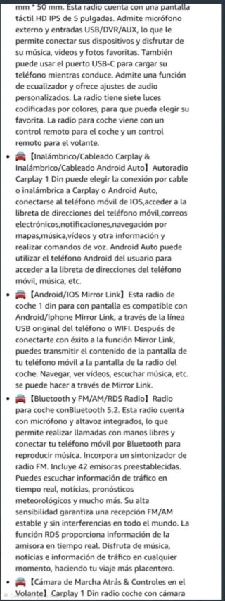 Radio Coche Pantalla Táctil 1 Din CarPlay