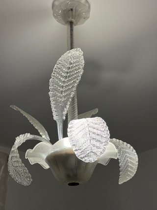 Lampadario design vetro trasparente stile anni '40