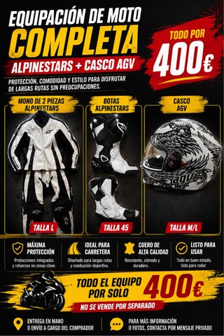 Equipación completa moto Alpinestars + Casco AGV