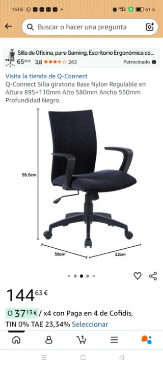 Silla de oficina Q-CONNECT negra