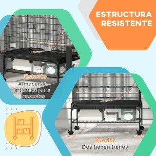 Jaula para Pájaros con Ruedas