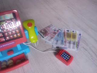 Caja Registradora Juguete con Dinero y Calculadora