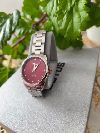 Reloj Lotus Mujer Rojo y Plateado