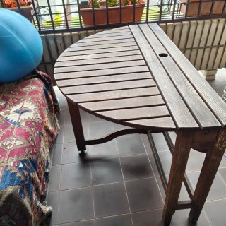 Mesa redonda madera exterior plegable