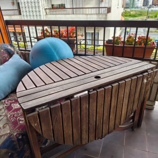 Mesa redonda madera exterior plegable