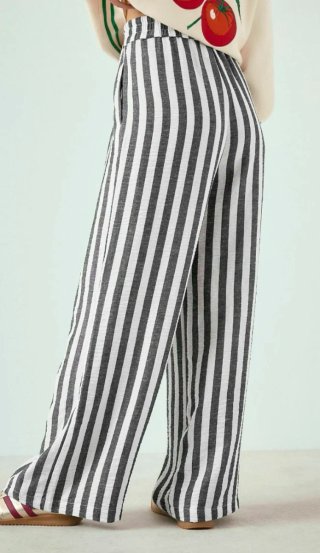 Pantalón ancho de rayas, lino.