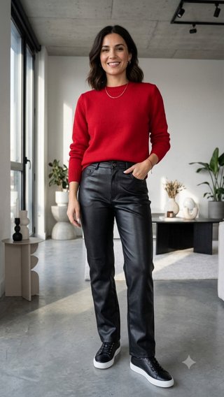 Pantalón cuero negro