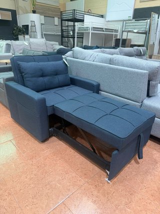 Sofá Cama 1 Plaza Azul/Gris