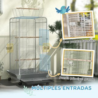 Jaula para Loros con Ruedas y Accesorios