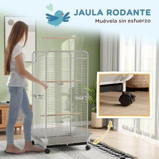 Jaula para Loros con Ruedas y Accesorios