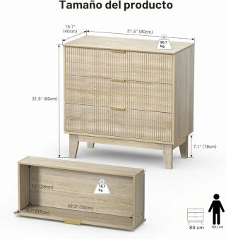 Cómoda de madera con detalles dorados