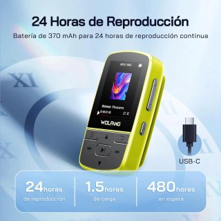 WOLFANG Reproductores de MP3 con Bluetooth 5.2, Cl