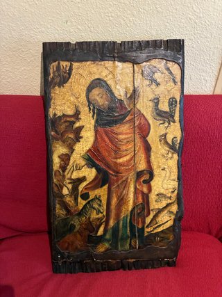Icono religioso madera maciza tallada