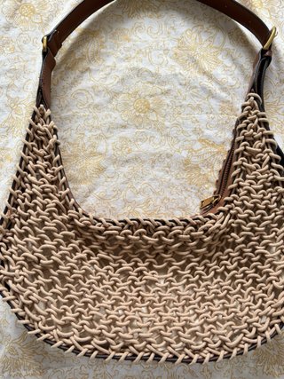 Bolso Zara tejido beige y marrón