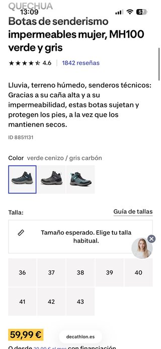 Botas de montaña impermeables Quechua MH100