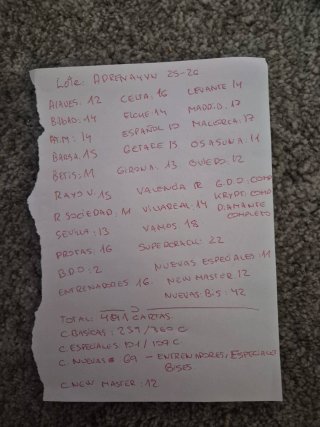 Lote 491 Cartas Adrenalyn 25-26