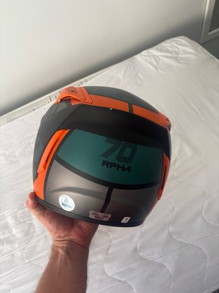 Casco Moto HJC Verde y Naranja Rapha 70