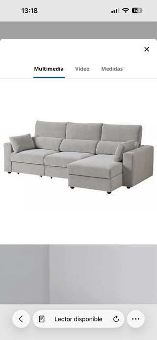 Sofá ESKILSTUNA Ikea gris con chaiselongue