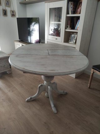 Mesa comedor redonda extensible madera