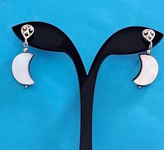 Pendientes Plata Nácar Blanco y Gris Reversible