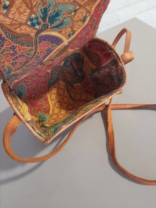 Bolso Ratan Cuero Artesanal Pequeño