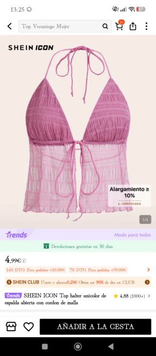 Top halter rosa fruncido
