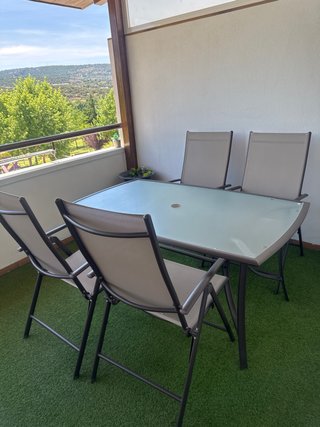 Mesa y 4 Sillas Plegables Exterior